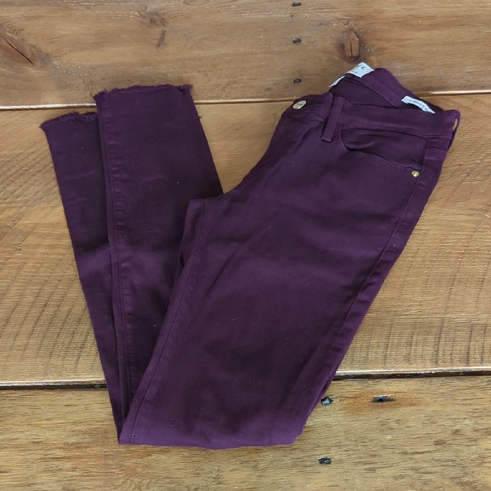 🪞 Frame Le Skinny De Jeanne Purple Pants Size 25